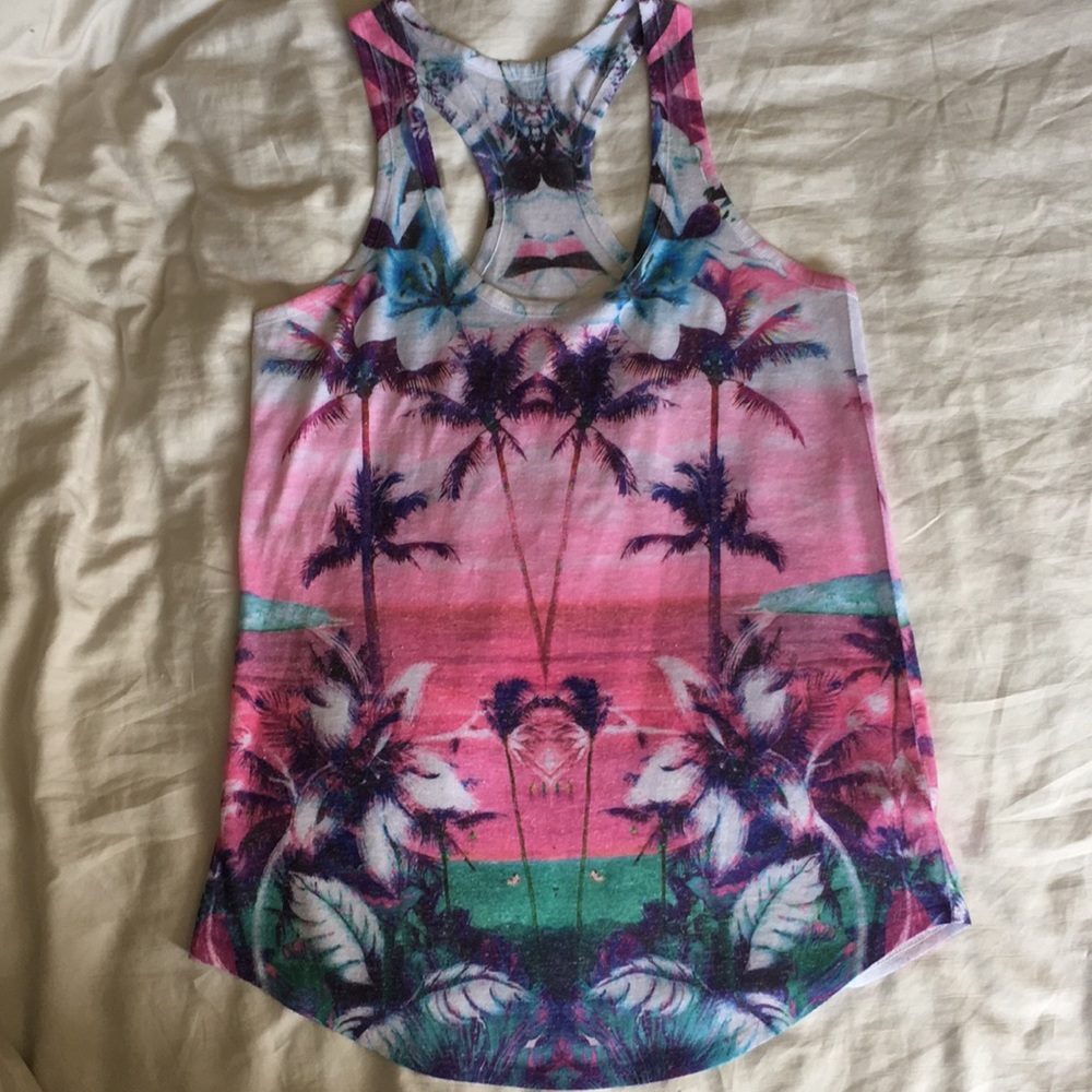 Express Tropical Beach Print Halter Top